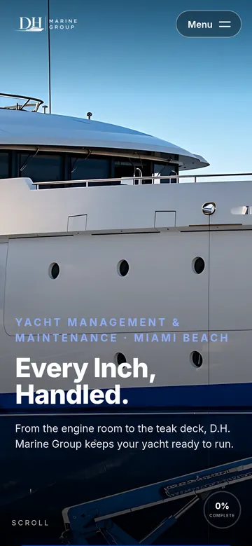 D.H. Marine Group website, Concept 1, mobile view