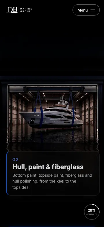 D.H. Marine Group website, Concept 4, mobile view