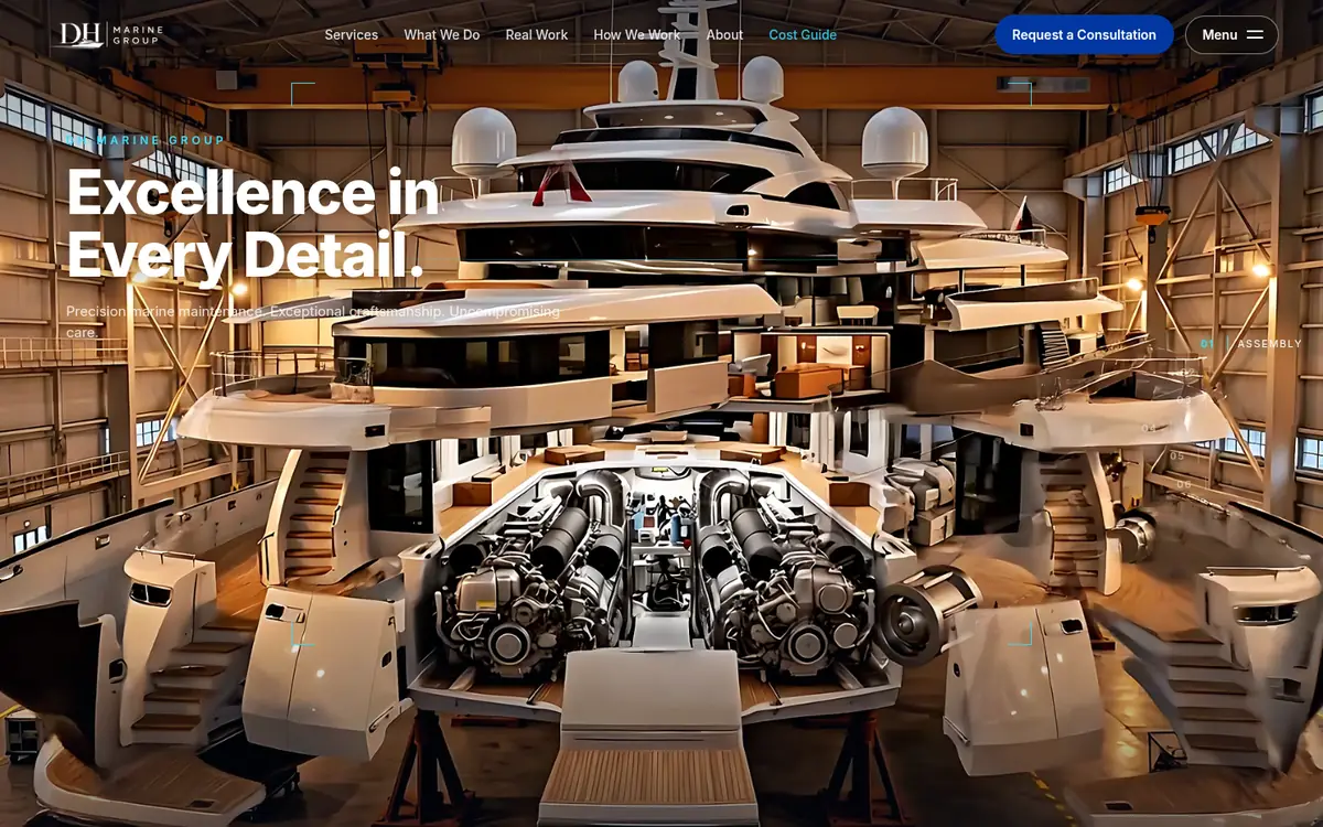 D.H. Marine Group website, Concept 5, desktop view