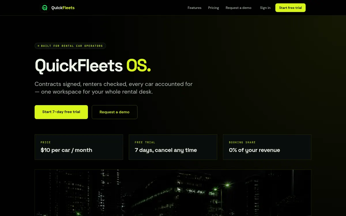 QuickFleets website, desktop view